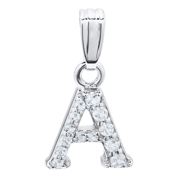 Children's Sterling Silver White Topaz Initial A Necklace Gray's Jewelers Bespoke Saint James, NY