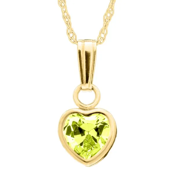 Childrens 14K Yellow Gold Birthstone Heart Pendant Image 2 Gray's Jewelers Bespoke Saint James, NY