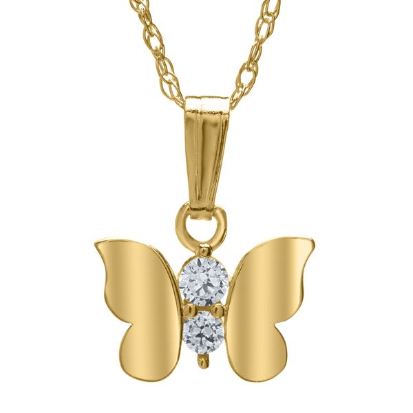 Childrens 14K Yellow Gold Butterfly Pendant with Cubic Zirconia Gray's Jewelers Bespoke Saint James, NY