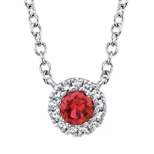 14K White Gold Diamond and Ruby Necklace Gray's Jewelers Bespoke Saint James, NY
