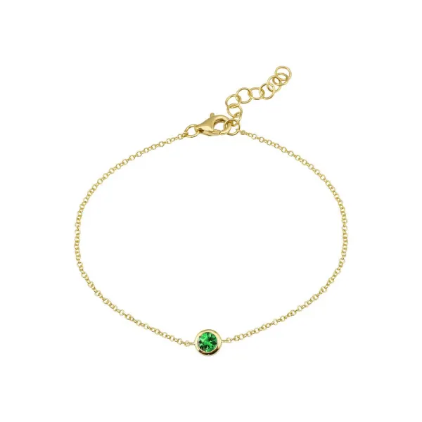 14k Yellow Gold Bezel Set  Emerald Bracelet_birthstone (may) Gray's Jewelers Bespoke Saint James, NY