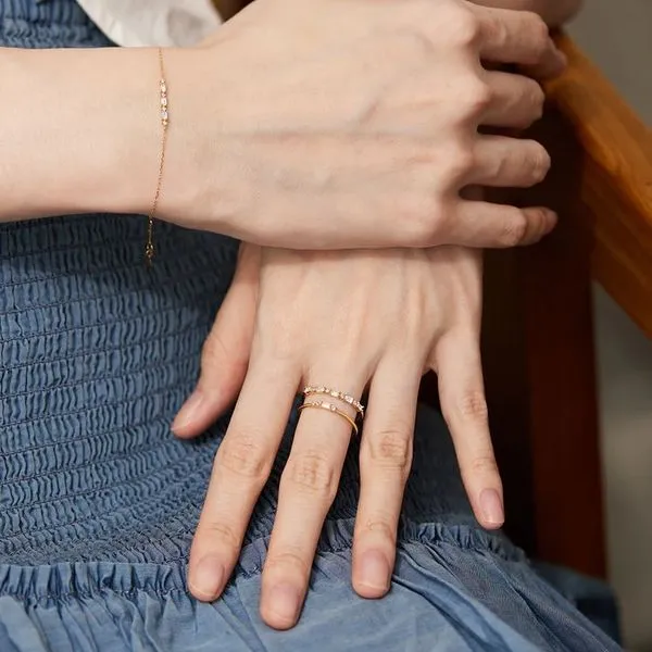 Amelia | 14K Yellow Gold White Sapphire Baguette Bracelet Image 2 Gray's Jewelers Bespoke Saint James, NY