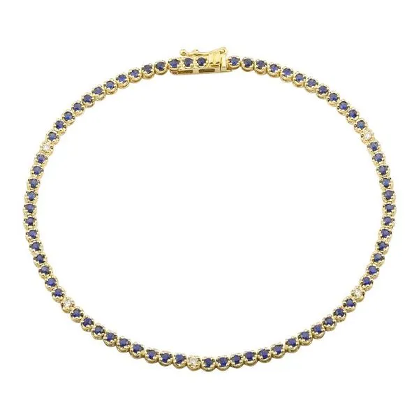 14K Yellow Gold Sapphire and Diamond Bracelet Gray's Jewelers Bespoke Saint James, NY