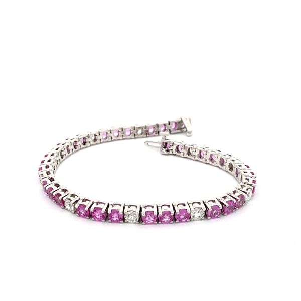 18K White Gold Pink Sapphire and Diamond Bracelet Image 2 Gray's Jewelers Bespoke Saint James, NY
