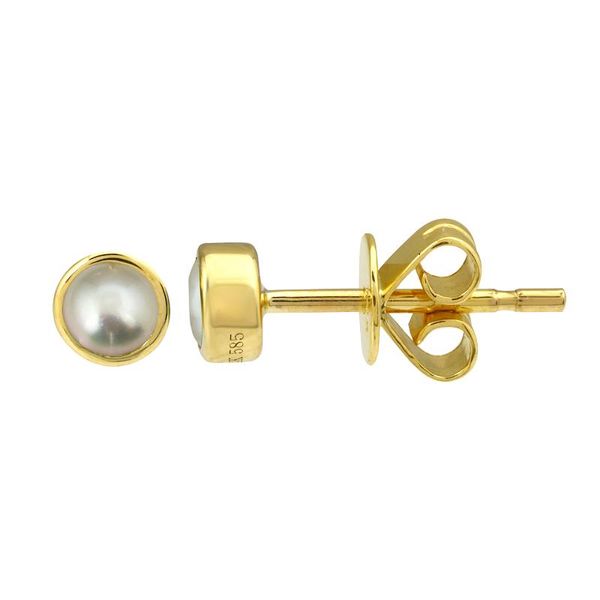 14K Yellow Gold Pearl Earrings Gray's Jewelers Bespoke Saint James, NY