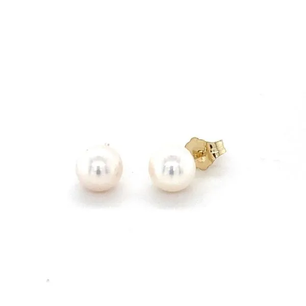 14K Yellow Gold Akoya Pearl Stud Earrings Gray's Jewelers Bespoke Saint James, NY