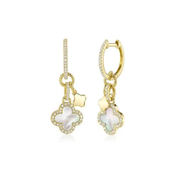 14K Yellow Gold Diamond And Mother Of Pearl Clover Earring Gray's Jewelers Bespoke Saint James, NY