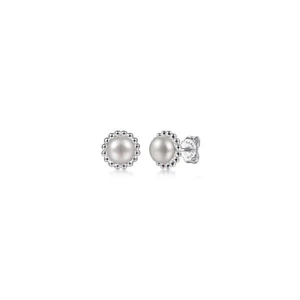 Sterling Silver Bujukan Pearl Stud Earrings Gray's Jewelers Bespoke Saint James, NY