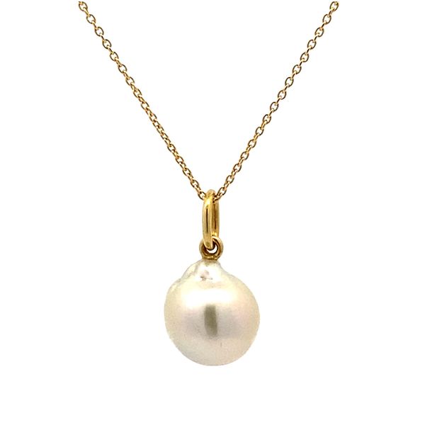 14K Yellow Gold South Sea Pearl Drop Pendant Gray's Jewelers Bespoke Saint James, NY