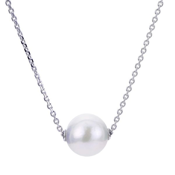 Sterling Silver Freshwater Pearl Solitaire Necklace Gray's Jewelers Bespoke Saint James, NY