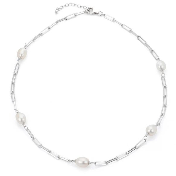 Sterling Silver Freshwater Paperclip Chain Necklace Gray's Jewelers Bespoke Saint James, NY