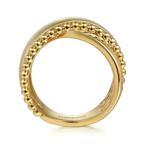 14K Yellow Gold Bujukan Criss Cross Ring Image 2 Gray's Jewelers Bespoke Saint James, NY