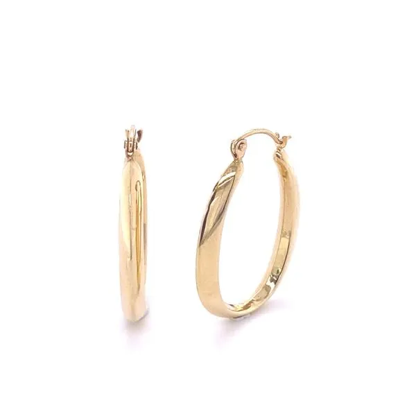 14k Yellow Gold Bull Nose Hoop Earrings Gray's Jewelers Bespoke Saint James, NY