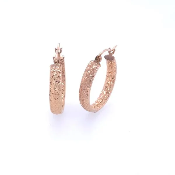 14k Rose Gold Diamond Cut Hoop Earrings Gray's Jewelers Bespoke Saint James, NY