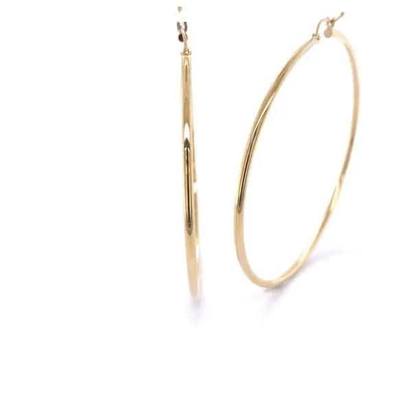 14k Yellow Gold 2mm Hoop Earrings Gray's Jewelers Bespoke Saint James, NY