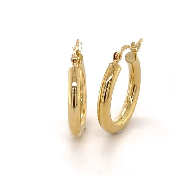 14k Yellow Gold 3mm Hollow Tube Hoope Earring Gray's Jewelers Bespoke Saint James, NY