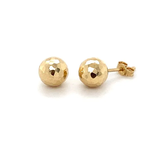 14K Yellow Gold Diamond Cut Ball Earrings Gray's Jewelers Bespoke Saint James, NY