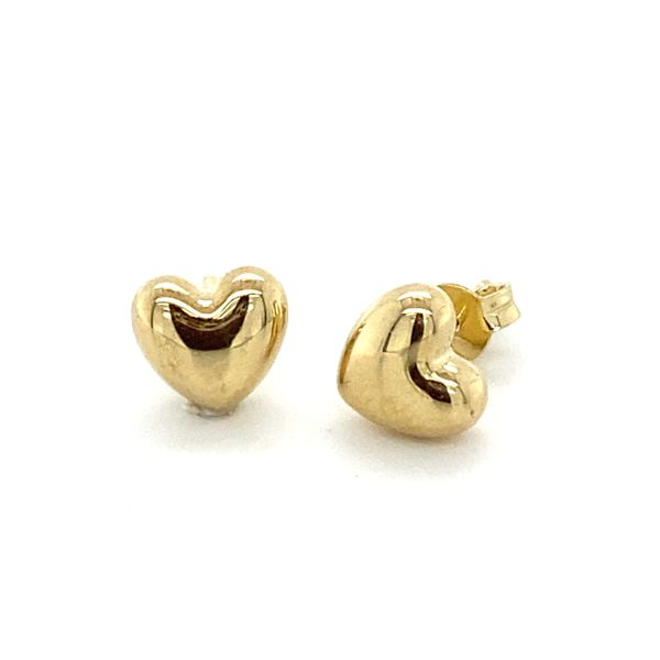 14K Yellow Gold Heart Earrings Gray's Jewelers Bespoke Saint James, NY
