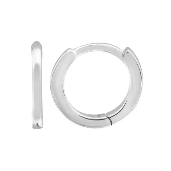 14k White Gold Eternity Mini Round Huggie Earrings Gray's Jewelers Bespoke Saint James, NY