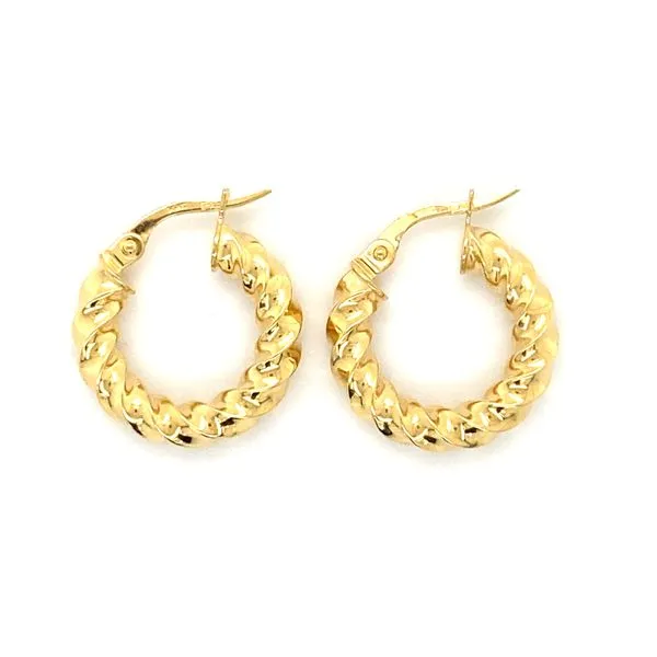 14K Yellow Gold Twist Hoop Earrings Gray's Jewelers Bespoke Saint James, NY