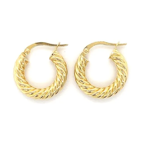 14K Yellow Gold Twist Hoop Earrings Gray's Jewelers Bespoke Saint James, NY