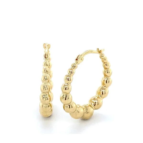 14K Yellow Gold Light Weight Graduated Ball Hoop Earrings Gray's Jewelers Bespoke Saint James, NY