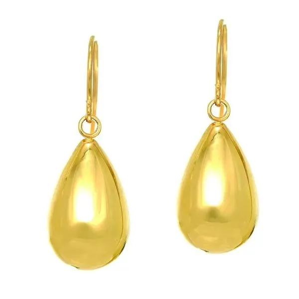 14K Yellow Gold Medium Polished Light Weight Tear Drop Earring Gray's Jewelers Bespoke Saint James, NY