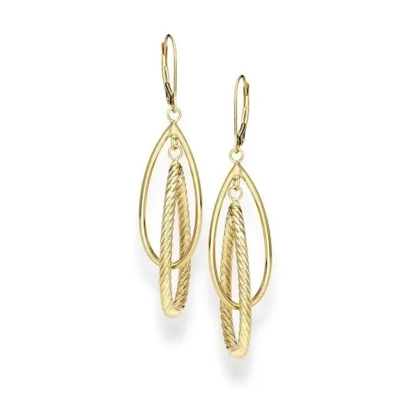 14K Yellow Gold Polished & Twist Dangle Earring Gray's Jewelers Bespoke Saint James, NY