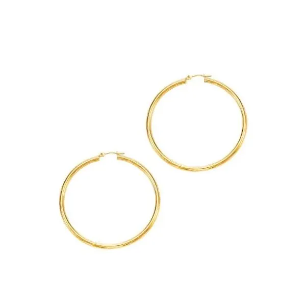 14K Yellow Gold Hollow Hoop Earrings Gray's Jewelers Bespoke Saint James, NY