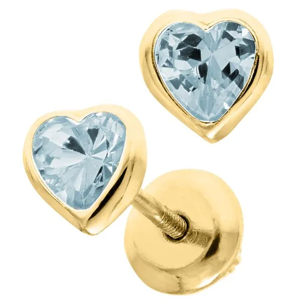 Childrens 14K Yellow Gold Birthstone Heart Earring Gray's Jewelers Bespoke Saint James, NY