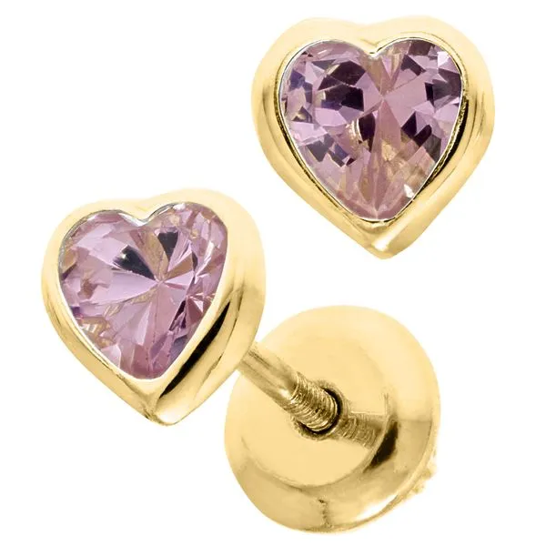 Childrens 14K Yellow Gold Birthstone Heart Earring Gray's Jewelers Bespoke Saint James, NY