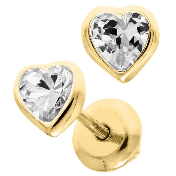 Childrens 14K Yellow Gold Birthstone Heart Earring Gray's Jewelers Bespoke Saint James, NY