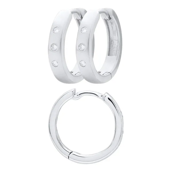 Children's 14k White Gold Huggie Earrings With Diamonds Gray's Jewelers Bespoke Saint James, NY