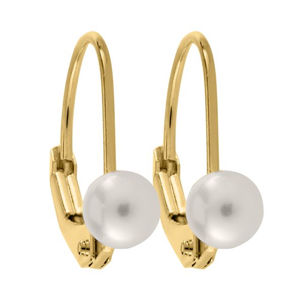 Childrens 14K Yellow Gold Lever Back Pearl Earring Gray's Jewelers Bespoke Saint James, NY