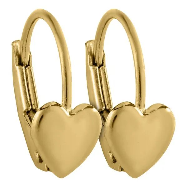 Childrens 14K Yellow Gold Heart Leverback Earring Gray's Jewelers Bespoke Saint James, NY