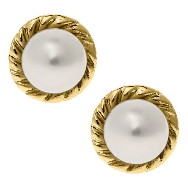 Childrens 14K Yellow Gold Pearl Earrings Gray's Jewelers Bespoke Saint James, NY