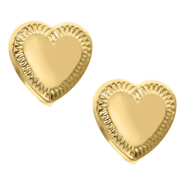 Childrens 14K Yellow Gold Heart Earrings Gray's Jewelers Bespoke Saint James, NY