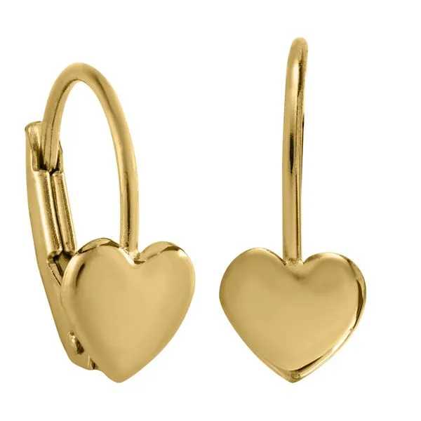 Childrens 14K Yellow Gold Heart Leverback Earring Image 2 Gray's Jewelers Bespoke Saint James, NY