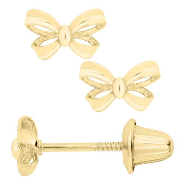 Childrens 14K Yellow Gold Bow Earrings Gray's Jewelers Bespoke Saint James, NY
