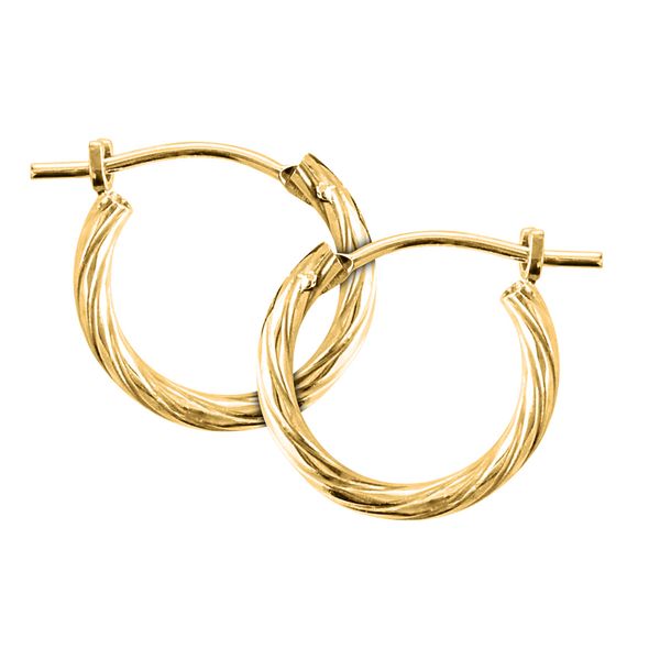 Childrens 14K Yellow Gold Twist Hoop Earrings Image 3 Gray's Jewelers Bespoke Saint James, NY