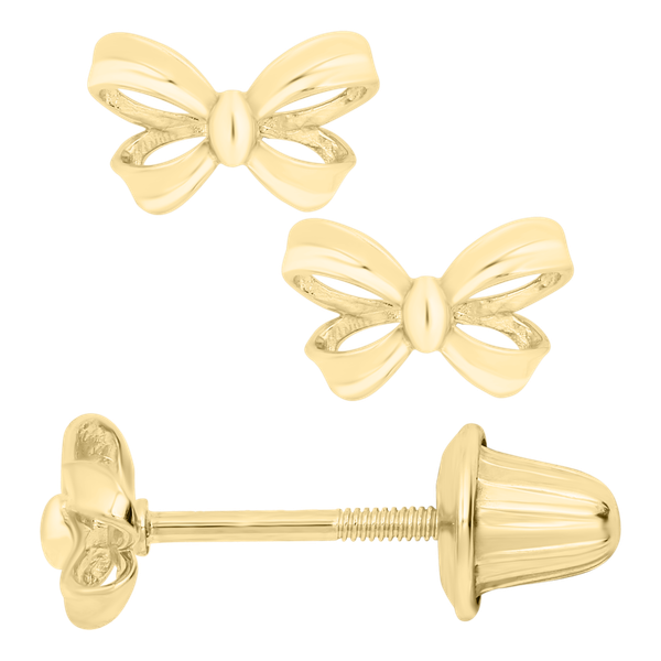 Childrens 14K Yellow Gold Bow Earrings Gray's Jewelers Bespoke Saint James, NY