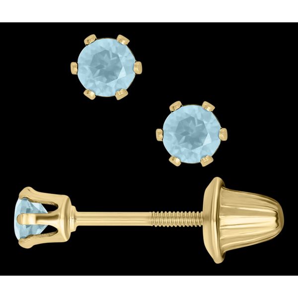 Childrens 14K Yellow Gold Aquamarine Earrings Gray's Jewelers Bespoke Saint James, NY