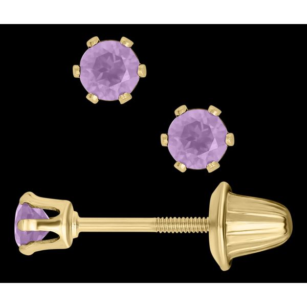 Childrens 14K Yellow Gold Rhodolite Earrings Gray's Jewelers Bespoke Saint James, NY