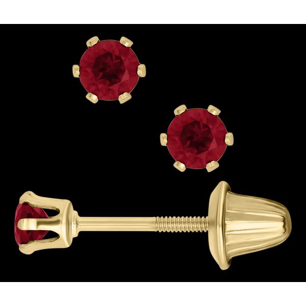 Childrens 14K Yellow Gold Ruby Earrings Gray's Jewelers Bespoke Saint James, NY