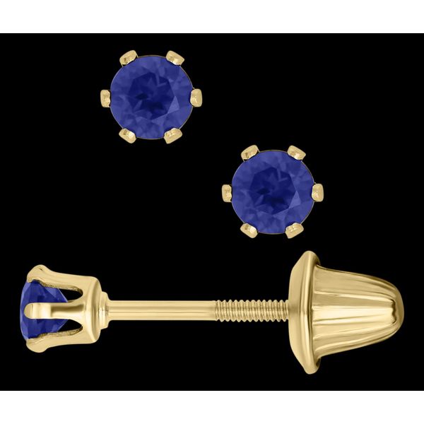 Childrens 14K Yellow Gold Sapphire Earrings Gray's Jewelers Bespoke Saint James, NY