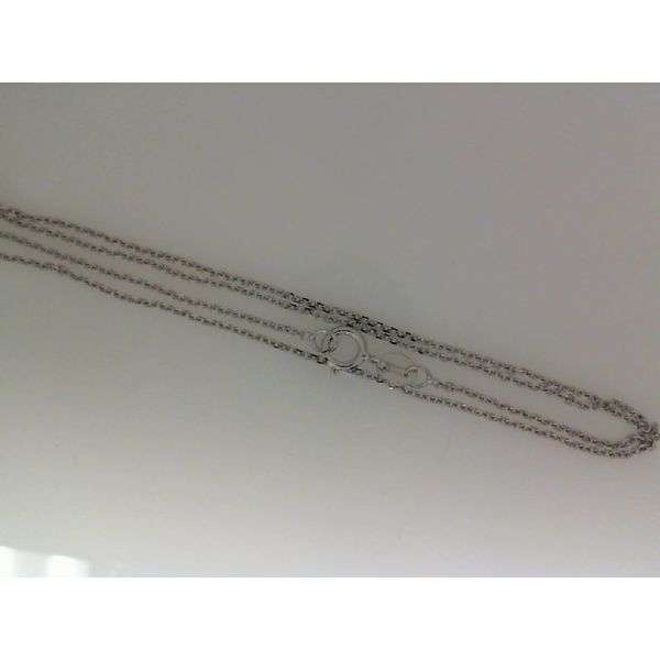 14k White Gold Diamond Cut Cable Chain 1.1mm With Spring Ring Lock 13