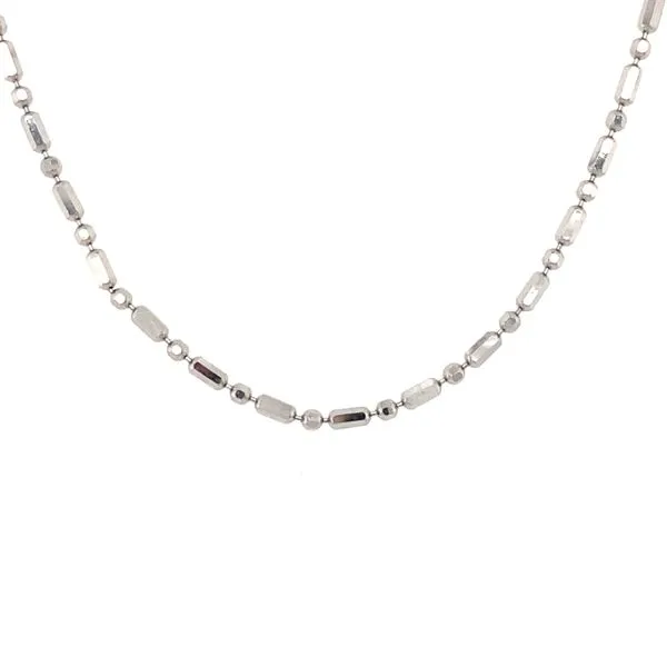 14K White Gold Bar/Bead Chain Gray's Jewelers Bespoke Saint James, NY