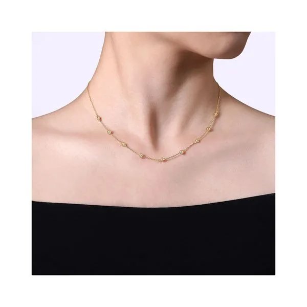 14K Yellow Gold Bujukan Bead Station Necklace Image 3 Gray's Jewelers Bespoke Saint James, NY
