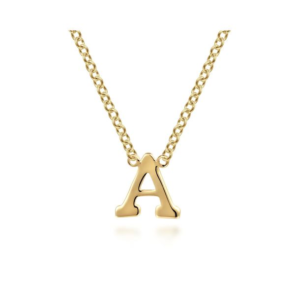 14K Yellow Gold A Initial Necklace Gray's Jewelers Bespoke Saint James, NY