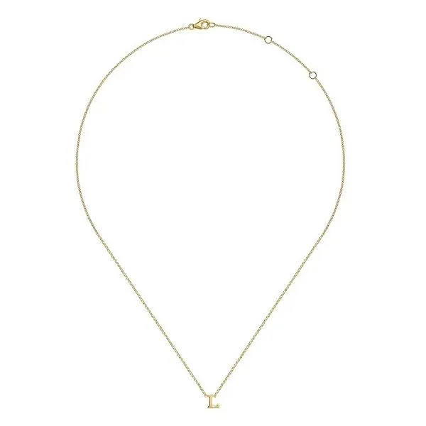 14K Yellow Gold L Initial Necklace Image 2 Gray's Jewelers Bespoke Saint James, NY